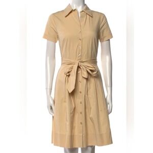 Frances Valentine Shirtdress Women XS Beige Cotton Pleated Preppy Classic Luxury